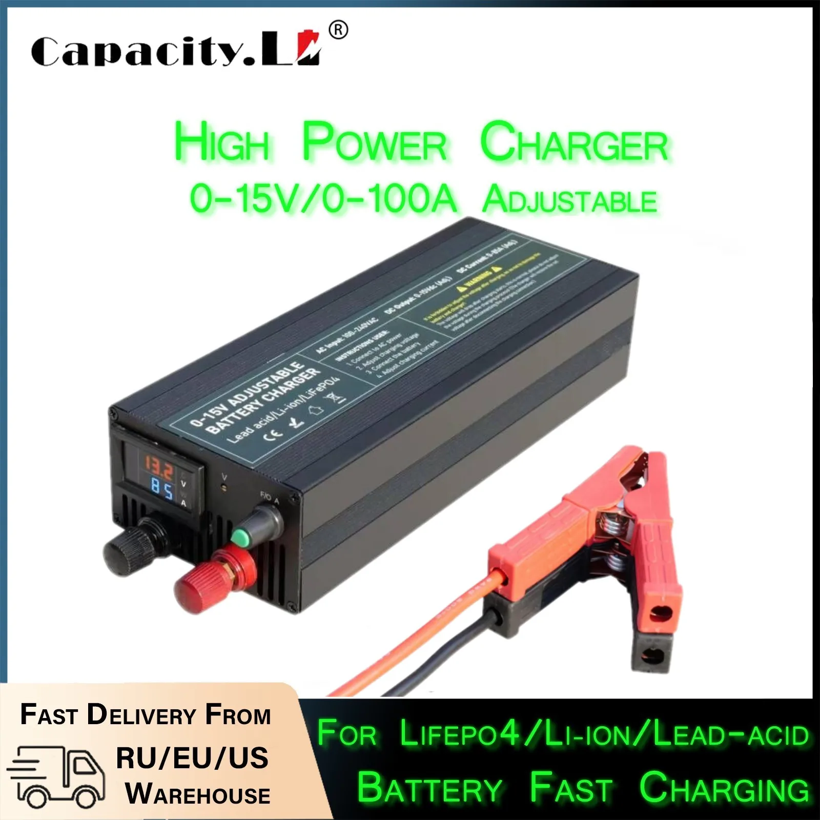 84V 20A Smart Charger - 60A100A CC CV เครื่องชาร์จแบตเตอรี่แบบปรับได้, 0-15V เครื่องชาร์จเร็วอัจฉริยะสำหรับแบตเตอรี่