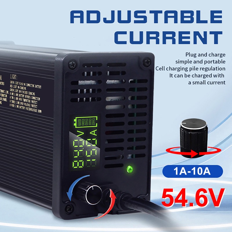 84V 20A Smart Charger - เครื่องชาร์จแบตเตอรี่ลิเธียมแบบปรับได้ 48V โครงอะลูมิเนียม 2-8A 2-10A 2-15A
