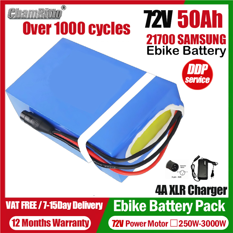 72V 50Ah 21700 Lithium Battery - จักรยานไฟฟ้า 72V cham-rider 84V 3000w แบตเตอรี่