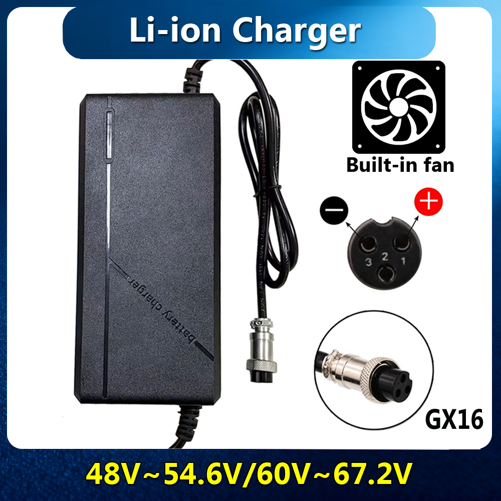 84V 20A Smart Charger - เครื่องชาร์จแบตเตอรี่ลิเธียมไอออน 54.6V 67.2V สำหรับชุดแบตเตอรี่ลิเธียม 48V 13S/60V