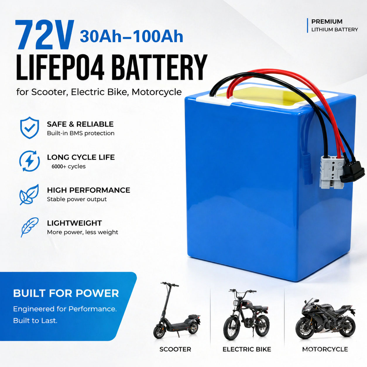 72V 40Ah Lifepo4 Battery Pack - แบตเตอรี่ลิเธียม LiFePO4 72V 50Ah 60Ah 40Ah
