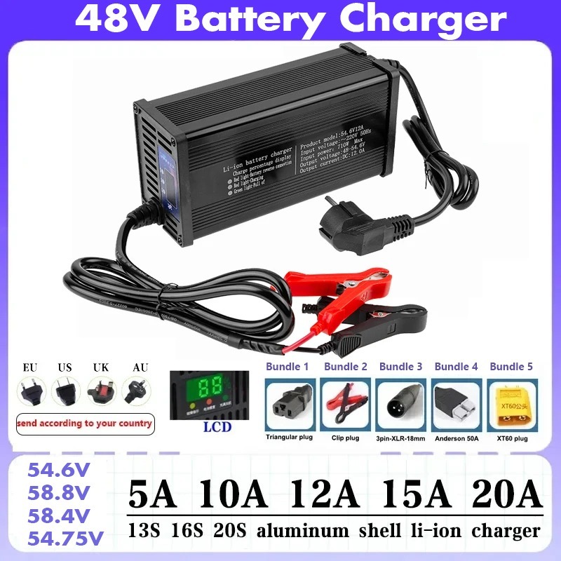 84V 20A Smart Charger - เครื่องชาร์จแบตเตอรี่ลิเธียมสำหรับยานยนต์ไฟฟ้ากำลังสูง 48V 5A 8A 10A 12A