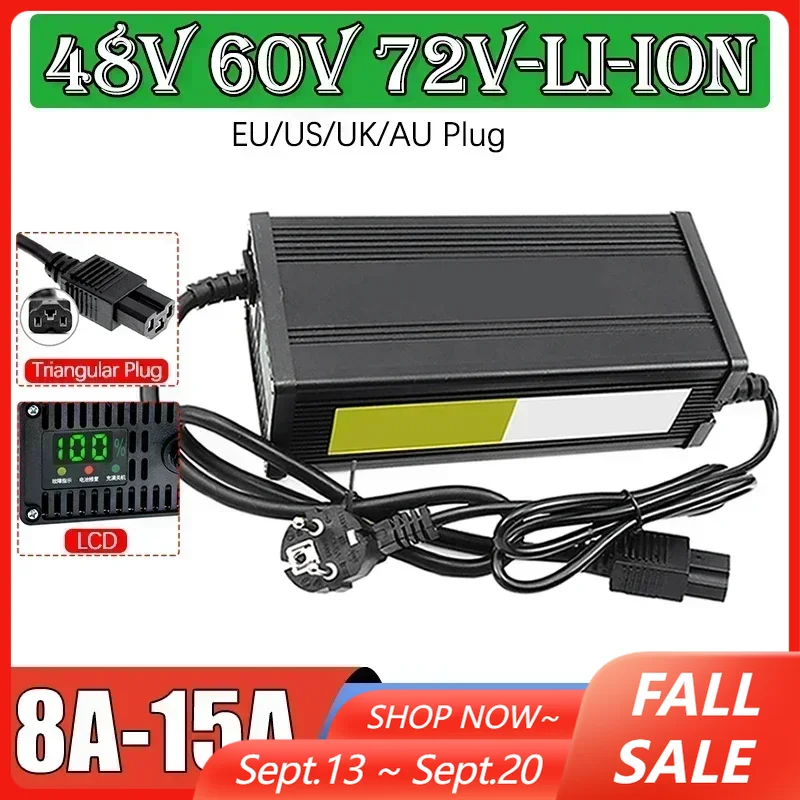 72V 15A Fast Charger - 48V 60V 72V ไฟฟ้าแบตเตอรี่ลิเธียม 54.6V 65.7V