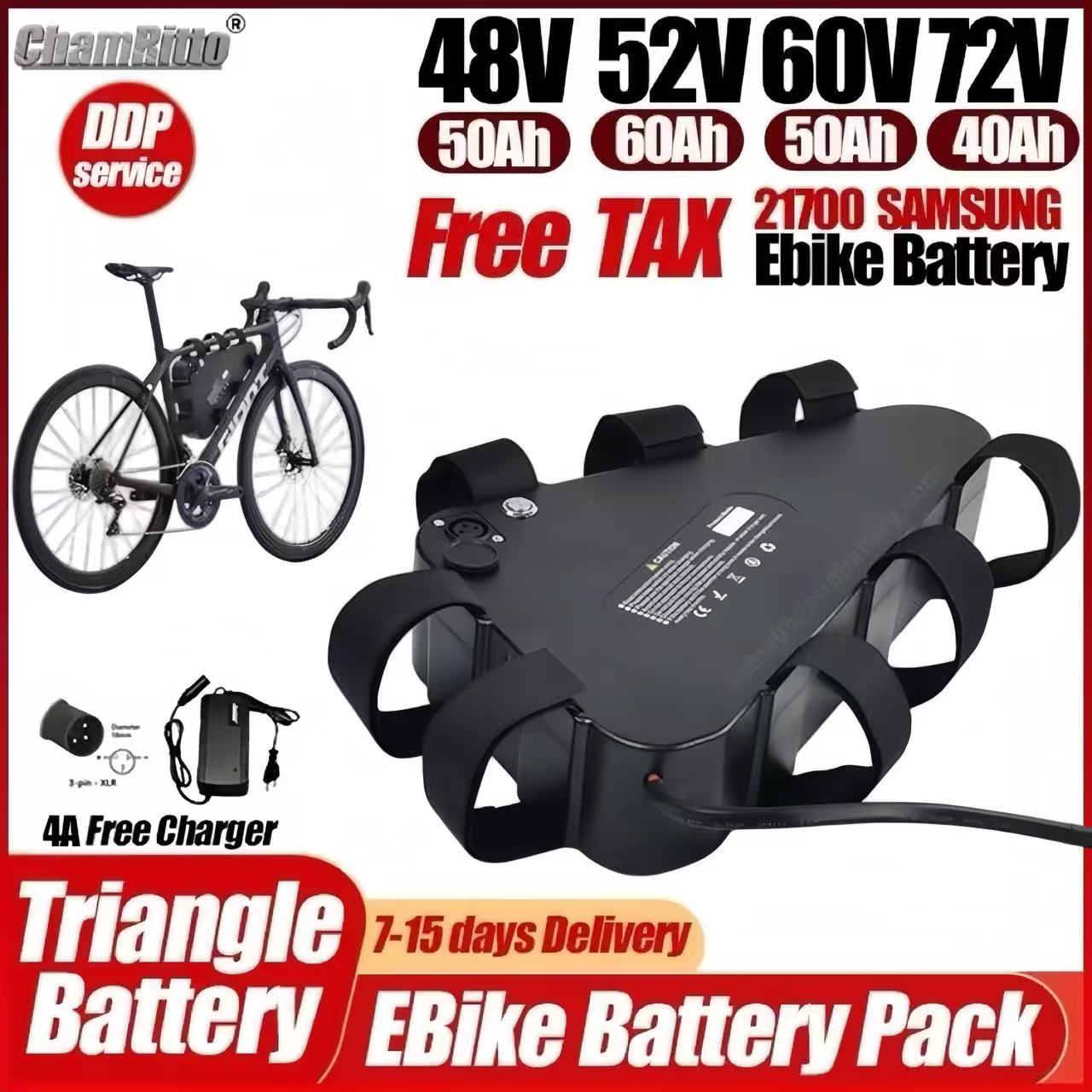 แบตเตอรี่ลิเธียม 36v 48v 52v 6 - 72V 50Ah 21700 Lithium Battery บทวิจารณ์และราคา